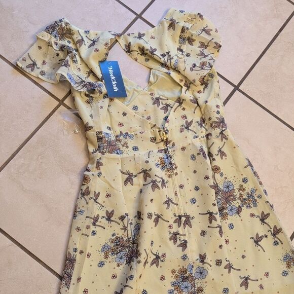 NWT ModCloth Your Flowing Places Maxi Dress Yellow Dragonfly print size 4 - Picture 2 of 12